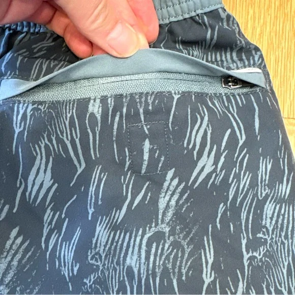 Vouri Men's Bank Shorts, Kashmir Flux Teal Gray Patterned Athletic Shorts, 7”, M - Picture 10 of 13